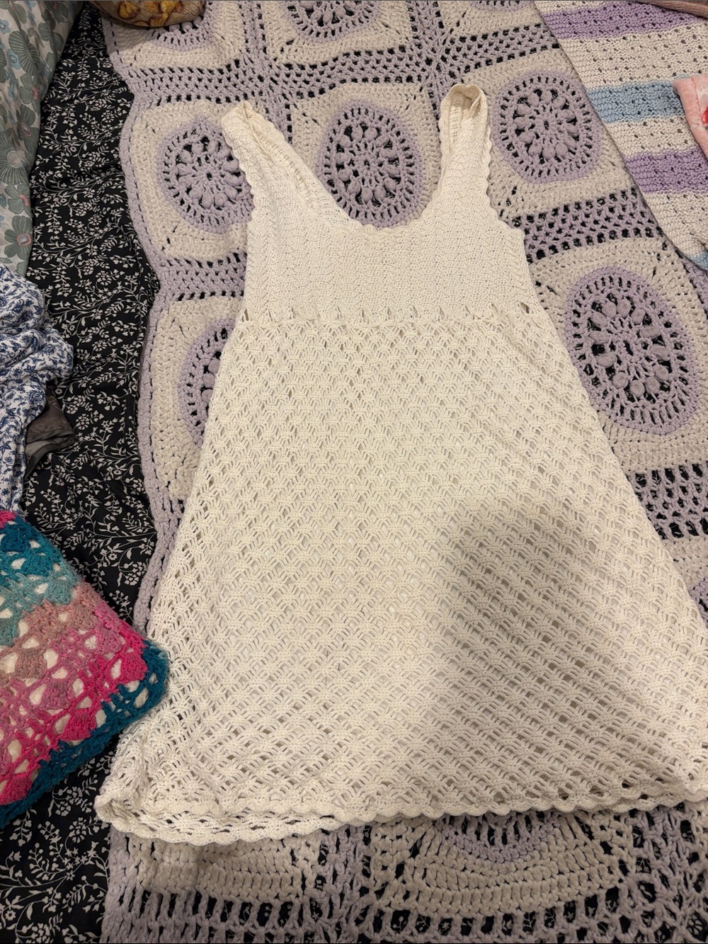 Women’s Crochet Cream Sleeveless Dress